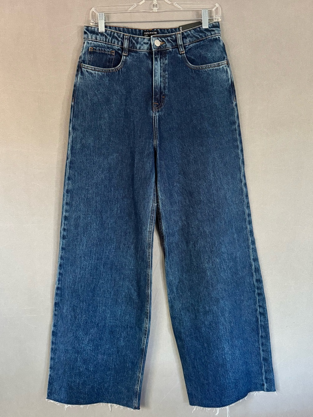 NWT Frank And Oak Nina Wide Leg Jeans Women’s Size 28 High Rise Raw Hem Blue